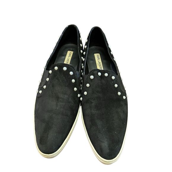 Karl Lagerfeld Amory Pearl Black Suede Slip On Sneakers Size 7.5 - Picture 3 of 5